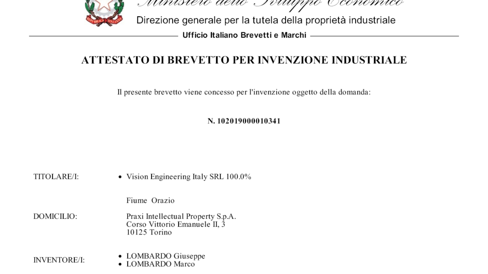 Concession brevetto VEI_05 ITA